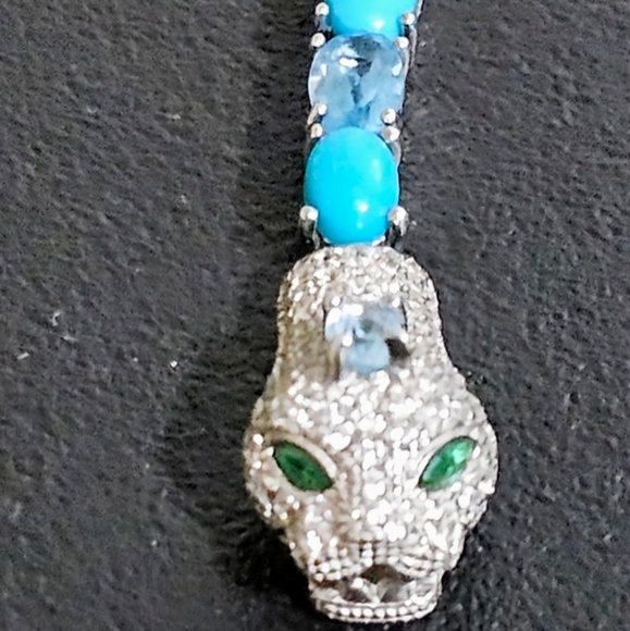 Turquoiseand topaz sapphire snake tennis braclet